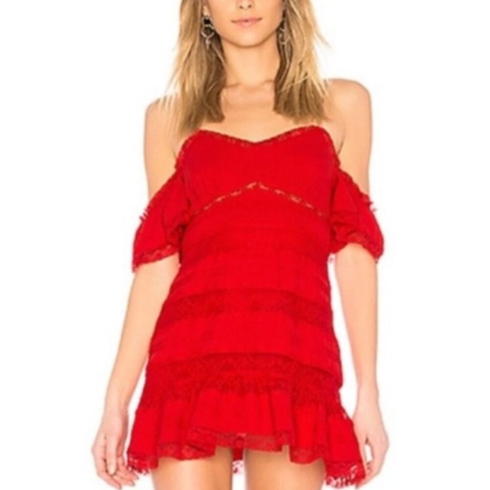 X by NBD Revolve Page/Paige Red Lace Mini Dress Size Medium